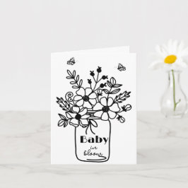 BABY BLOOM ZWART & WIT DIGITALE DOWNLOAD UITNODIGI KAART
