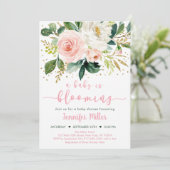 Baby Bloomt blush Gold Floral Baby shower Kaart (Staand voorkant)