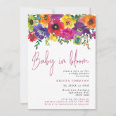 Baby blote zomerbloemen in Baby shower Bloom Kaart (Voorkant)