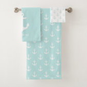 Baby Blue Anchors Nautical Bad Handdoek (Insitu)