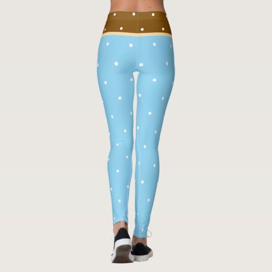 Baby Blue and Brown White Polka Dots Leggings (Achterkant)