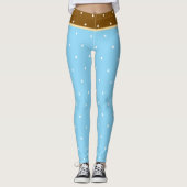 Baby Blue and Brown White Polka Dots Leggings (Voorkant)