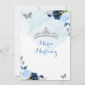 Baby Blue and Navy Butterfly Charra 15th Anos 3 Kaart (Achterkant)