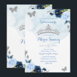 Baby Blue and Navy Butterfly Charra 15th Anos 3 Kaart<br><div class="desc">Baby Blue and Navy Butterfly Charra 15th Anos 3 Invitation Mis Quince Anos,  15th Birthday, </div>