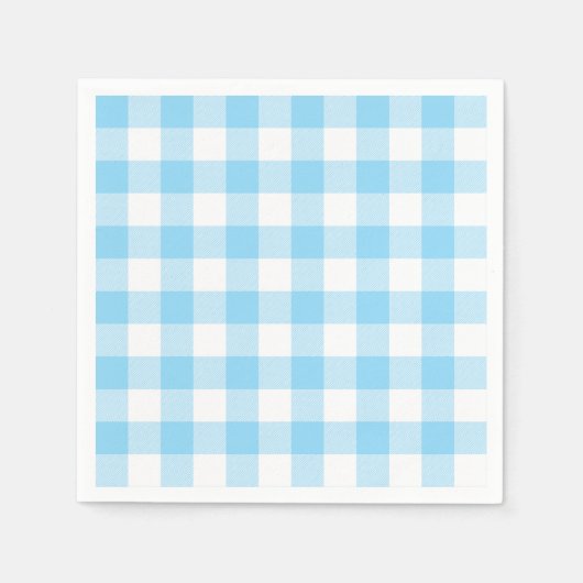 Baby Blue and White Buffalo Plaid Gingham Servet (Voorkant)