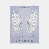 Baby Blue Angel Wings Maandelijkse mijlpaal Fleece Deken (Voorkant)