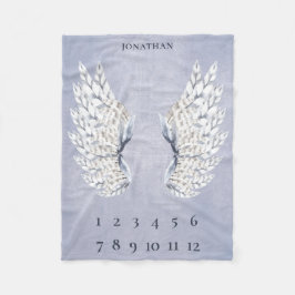 Baby Blue Angel Wings Maandelijkse mijlpaal Fleece Deken
