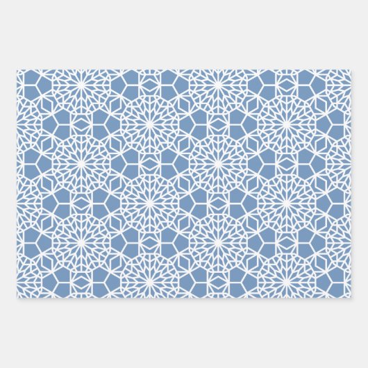 Baby Blue Arabesque Geometric Patroon Inpakpapier Vel (Voorkant 2)