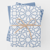 Baby Blue Arabesque Pattern Gift Wrapping Paper (In situ)