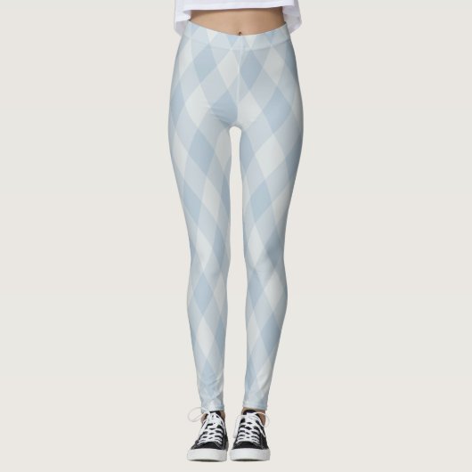Baby Blue Argyle Patroon Leggings - Gezellig & Chi (Voorkant)