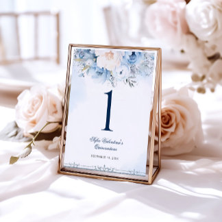 Baby Blue Assepoester Quinceañera tafel nummers Kaart