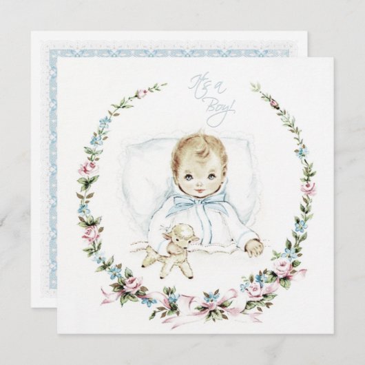  Baby Blue Baby Boy Douche Uitnodiging (Voorkant / Achterkant)