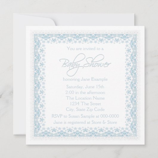  Baby Blue Baby Boy Douche Uitnodiging (Achterkant)