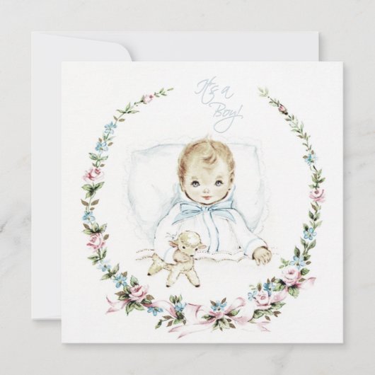  Baby Blue Baby Boy Douche Uitnodiging (Voorkant)