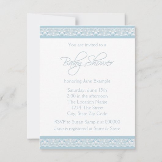 Baby Blue  Baby Boy Shower Kaart (Achterkant)