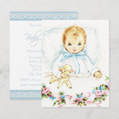 Baby Blue Baby Boy Shower Kaart (Voorkant / Achterkant)