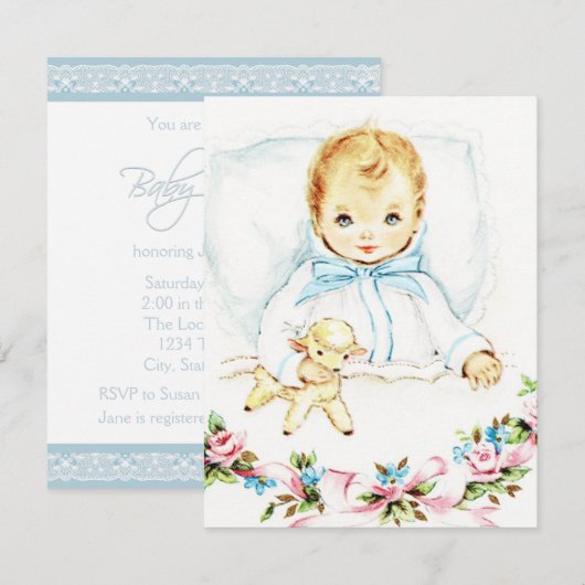 Baby Blue  Baby Boy Shower Kaart (Voorkant / Achterkant)