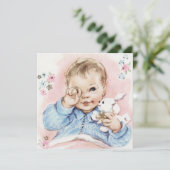 Baby Blue Baby Boy Shower Uitnodiging (Staand voorkant)