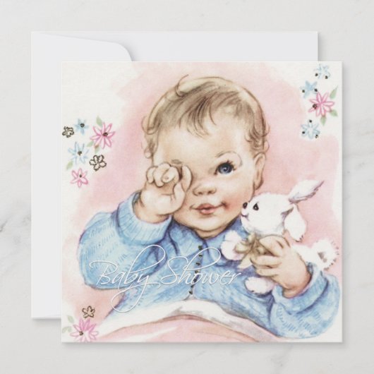 Baby Blue Baby Boy Shower Uitnodiging (Voorkant)