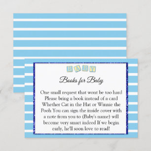 Baby Blue baby shower Books for Baby card Kaart
