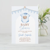 Baby Blue Baby shower Boy Uitnodiging (Staand voorkant)