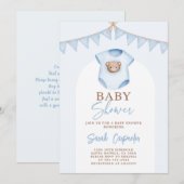 Baby Blue Baby shower Boy Uitnodiging (Voorkant / Achterkant)