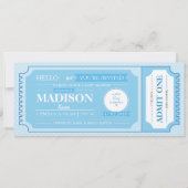 Baby Blue Baby shower Event Ticket Kaart (Voorkant)