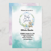 Baby Blue Baby shower Invitation Kaart (Voorkant / Achterkant)