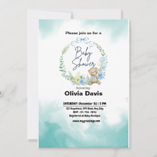 Baby Blue Baby shower Invitation Kaart