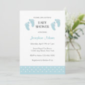 Baby Blue Baby shower Invitation Kaart (Staand voorkant)