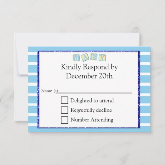 Baby Blue baby shower RSVP-kaart RSVP Kaartje (Voorkant)