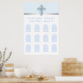 Baby Blue Baptism-stoelenkaart Poster (Keuken)