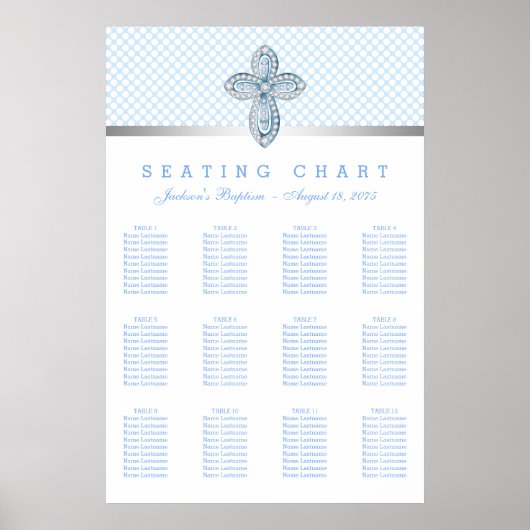 Baby Blue Baptism-stoelenkaart Poster (Voorkant)