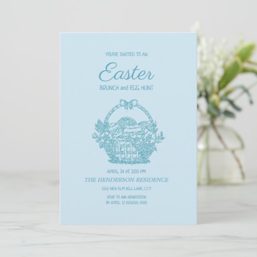 Baby Blue Basket Easter Brunch Egg Hunt Kaart (Staand voorkant)