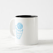 Baby Blue Basketball Tweekleurige Koffiemok (Voorkant links)