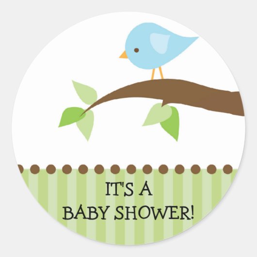 Baby Blue Bird Baby shower Sticker (Voorkant)