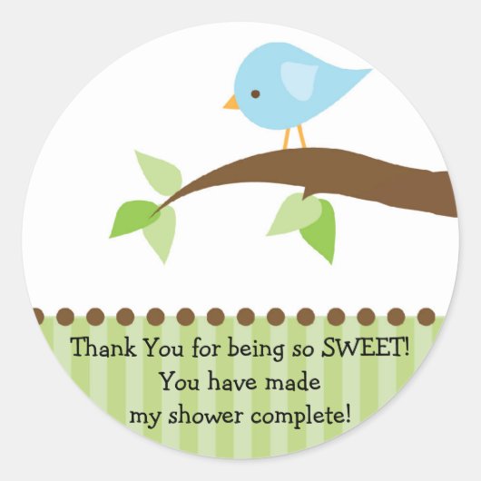 Baby Blue Bird Baby shower Sticker (Voorkant)