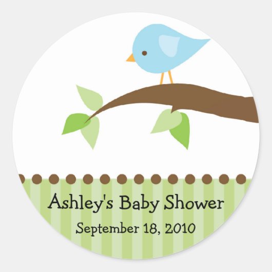 Baby Blue Bird Baby shower Sticker (Voorkant)