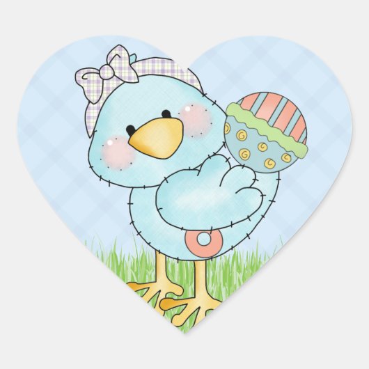 Baby Blue Bird Hart Sticker (Voorkant)