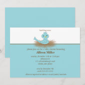 Baby Blue Bird Nest Boy Baby shower Invitation Kaart (Voorkant / Achterkant)