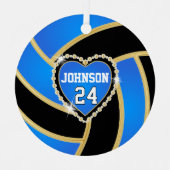 Baby Blue, Black en Gold Volleyball Metalen Ornament (Voorkant)