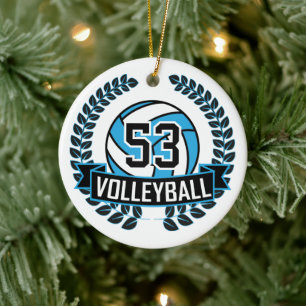 Baby Blue & Black 🏐 Volleybal Keramisch Ornament