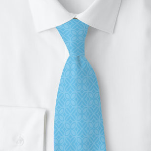 Baby Blue Bladeren & Lijnen Stropdas