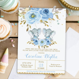 Baby Blue Bloem Olifant Tweeling Jongens Baby Show Kaart