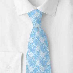 Baby Blue Bloemen Batik Stropdas