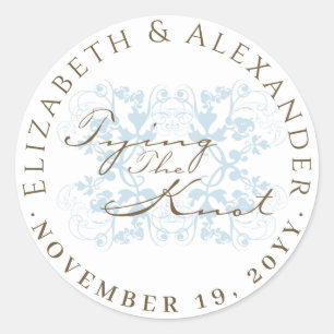 Baby Blue Bloemen Bloemen Tying De Knoop Bruiloft Ronde Sticker