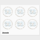 Baby Blue Bloemen Bloemen Tying De Knoop Bruiloft Ronde Sticker (Vel)