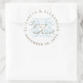 Baby Blue Bloemen Bloemen Tying De Knoop Bruiloft Ronde Sticker (Tas)