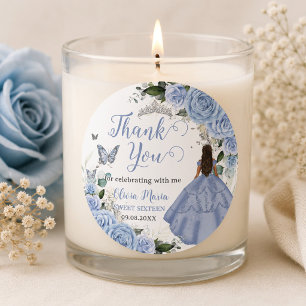 Baby Blue Bloemenkroon Prinses Quinceañera 15 Swee Ronde Sticker