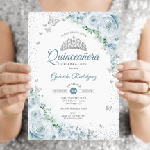 Baby Blue Bloemenschildering Rozen Quinceanera